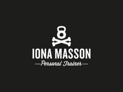 Iona Masson Personal Trainer branding crossbones fitness identity kettlebell logo personal trainer skull