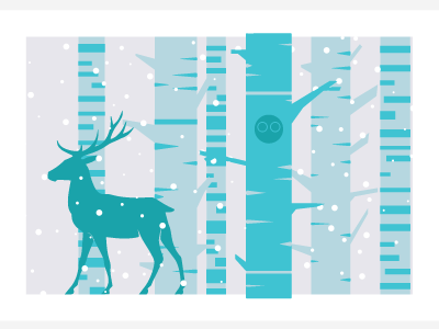 Woodland Screenprint christmas deer illustration owl printmaking screen print trees woodland
