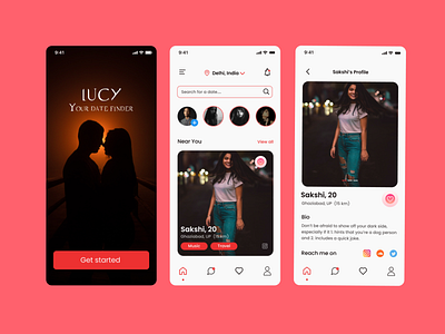 Introducing Lucy- Your date finder app branding design logo ui ui design ux ux design