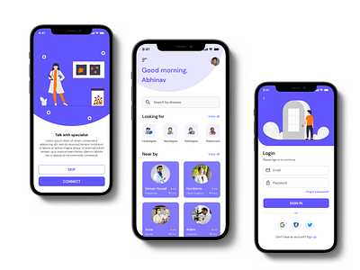 Find Doctors near you app branding graphic mobile ui ux