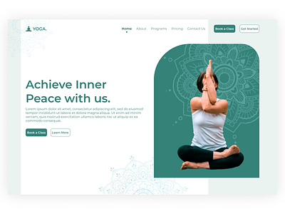 Yoga Landing Page Design Concept design typography u ux web page