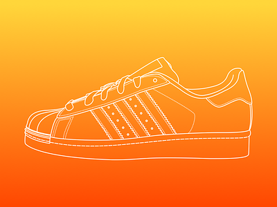 Line illustration - Adidas Superstar adidas gradient illustration kicks line line drawing shoe sneaker superstar
