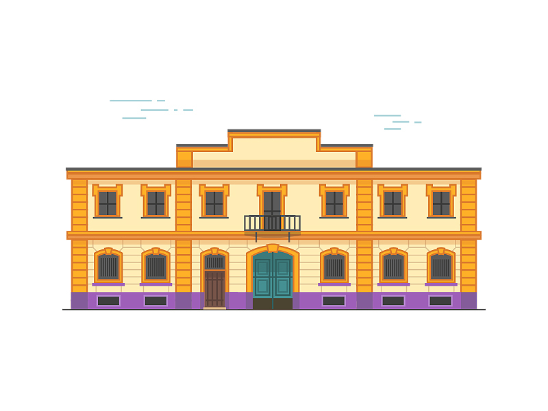 IED Milan building flat icon illustration line vector