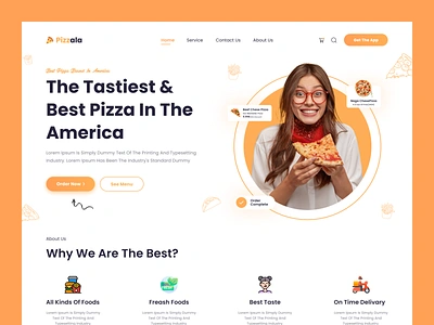 Pizza Website Header burger cheese eat eating fast food food food delivery hero section homepage landing page pizza pizza website resturent slice ui web design website