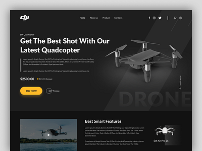 Drone Website aerial camera dark dark ui dji dji air dji mavic drone drone camera drone shot drone ui drone website fly hero section landing page mavic quadcopter uav web design website