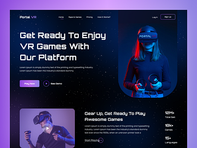 VR Gaming Website ar artificial intelligence augmented reality dark ui futuristic gaming headset landing page metaverse modern oculus playstation tech virtual gaming virtual reality virtual world vr web 3.0 web design web3