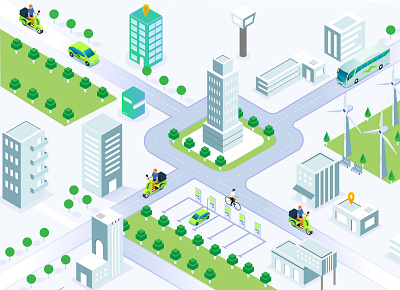 Green Smart city 3d illustration adobe illustrator isometric city isometric illustration isometric infographic