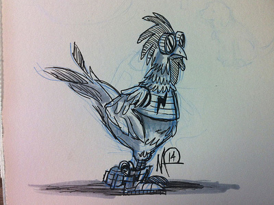 Rocket Rooster! illustration inktober