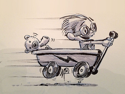 Mr. Bear's First Ride illustration inktober