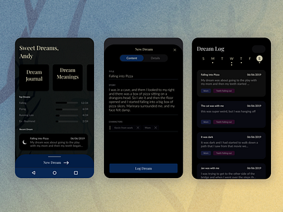Dream Journal mobile product design ui ux