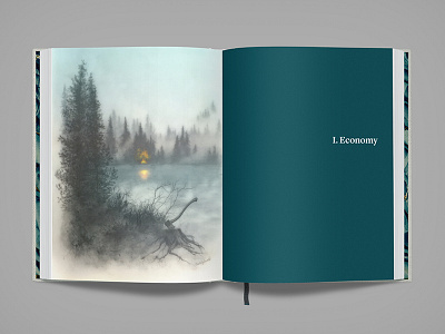 The New Walden: Section Spread book design drawing green illustration layout typography walden