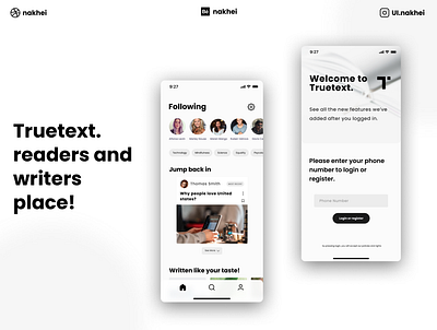 Truetext. readers and writers place! app app ui article idea ios iphone medium ui ui design web
