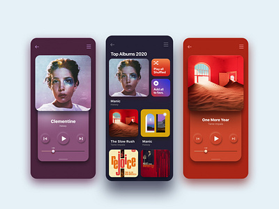 Album Cover Color Responsive Music player UI