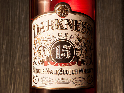 DARKNESS branding design hand drawn illustration label lettering logo product type typography vintage whisky