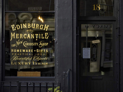 Edinburgh Mercantile window branding design illustration lettering logo signwriting type typography vintage