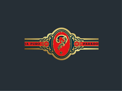 Cuantos Puros cigar band branding design illustration lettering logo type typography vector vintage