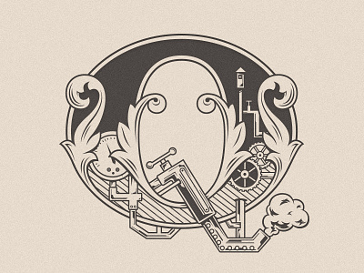 Q Drop Cap branding design dropcap illustration logo retro victorian vintage