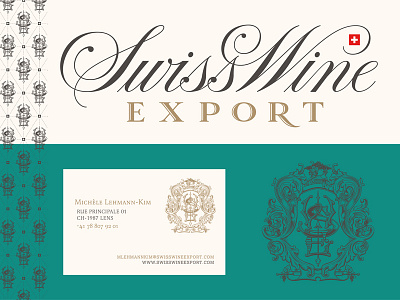 Swiss Wine Export branding classic design hand lettering logo monogram ornate packaging design retro type typography vintage