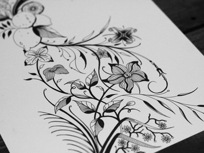 Botanical Garden brush pen detail fineliner hand drawn illustration