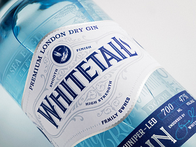 Whitetail Gin branding decorative design etching filigree illustration label design logo ornate packaging design traditional vintage