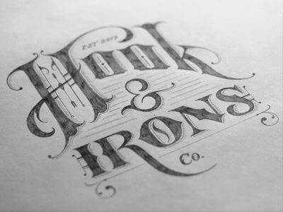 Hook & Irons Co. – Logo Sketch branding design detail hand drawn lettering logo retro sketch texture vector vintage