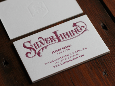 Silverlining Letterpress Business Cards custom lettering design hand lettered letterpress logo monogram vector