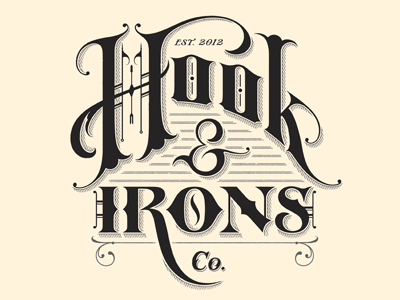 Hook & Irons Co. – Final Logo branding design designer hand-drawn illustration lettering logo old streetwear textured type typography vector vintage