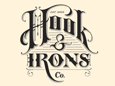 Hook & Irons Co. – Final Logo branding design designer hand drawn illustration lettering logo old streetwear textured type typography vector vintage