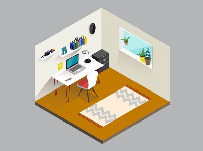 Home Office animation illustration isometric styleframe
