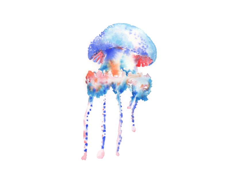 Jellyfish cel animation gouache jellyfish psychedelic watercolor