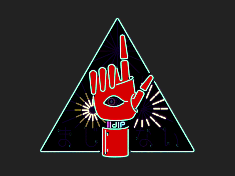 Cyber Psychic Neon animation eye gif hand illustration loop neon