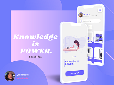 Thinkific “Knowledge is power. Share it.” Mobile UI App