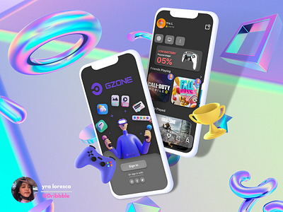 Gzone Mobile UI App 3d app design icon mobile ui ux