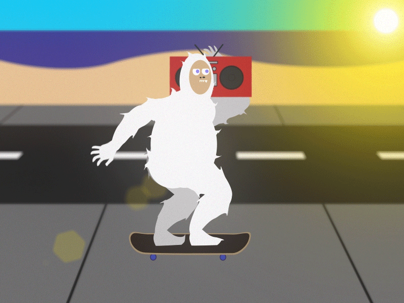 Skating Twerking Yeti 2d after effects animation illustraion loop yeti