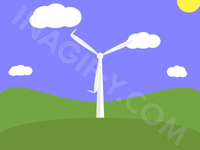Go Green 2d animation gif inagif y.com loop windmill