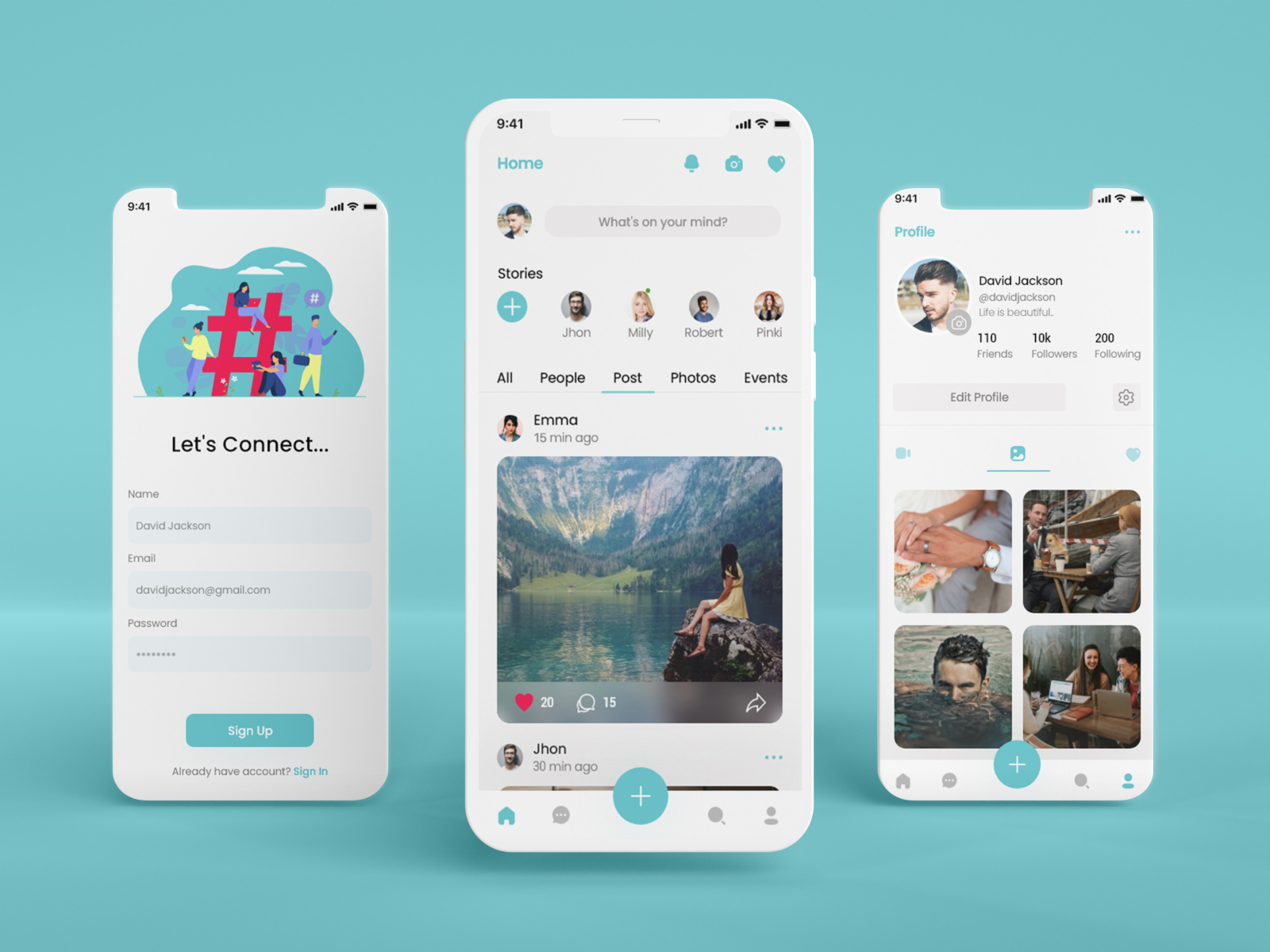 Social Media App Design by Sabrina on Dribbble