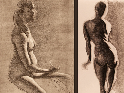 Lighting Studies drawing female figure form lighting render shadow sketch
