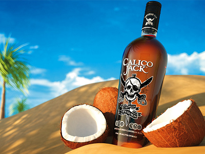 Calico Jack 3d alcohol beach calico jack coconut drink pirate render rum sand sky spiced