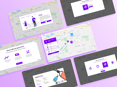 Find - Tracking and Map UI app branding design figma find icon illustration logo map mobile product design purple tech ui vector