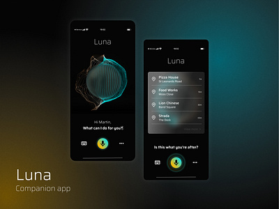 Luna Companion App 3d abstract animation app blender branding design figma illustration illustrations logo mobile motion graphics product design siri ui vector