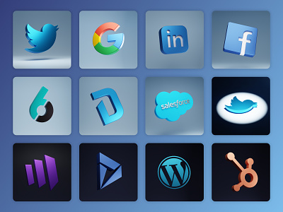 3D Logos 3d app blender branding company design facebook figma google icons illustration linkedin logo mobile product design svg twtiter ui vector