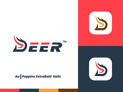 Letter D Deer Logo Design app branding design icon illustration logo typography ui ux vector