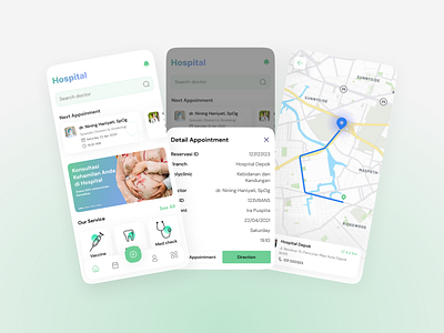 Hospital App app card clean clinic design explore hospital list maps mobile ui ux