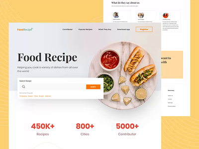 Food Recipe Landing Page animation app clean design explore food food recipe landing landing page recipe ui ux web