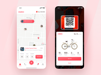Exploration : Bike Sharing Apps app bike card clean design explore ios maps mobile qrcode rent sharing sketch ui ux