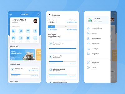 Smart Village App app card clean design explore ios mobile sidebar menu sketch smart ui ux