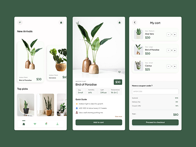 Plant app : Mobile Interaction Screens app design graphic design typography ui ux