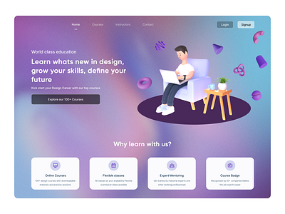 Online learning : landing page app branding design graphic design illustration logo typography ui ux vector