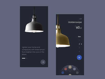 Find the best lamp for your space : Mobile App : UI