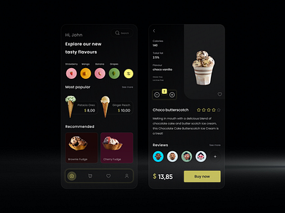 Ice Cream App : UI Mobile Screens app branding design graphic design illustration logo typography ui ux vector